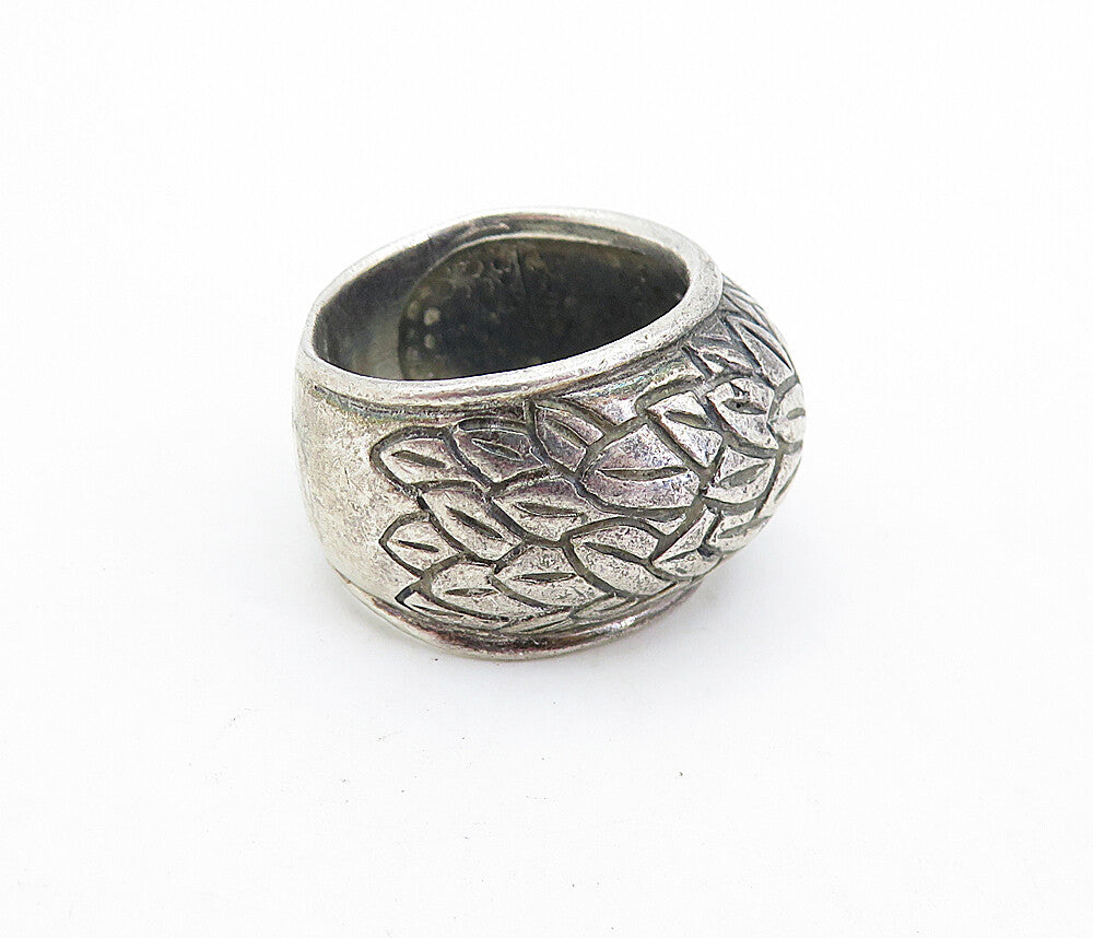 925 Sterling Silver  Vintage Antique Etched Flower Band Ring Sz 6.5  RG7017