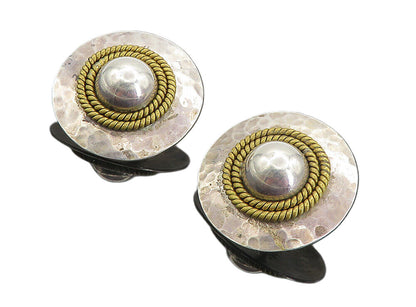 925 Sterling Silver  Vintage Two Tone Rope Twist Dome Drop Earrings  EG3043