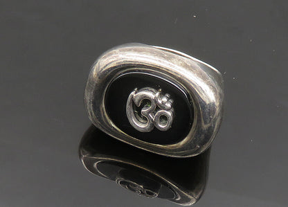 RLM STUDIO 925 Silver  Vintage Hematite 'Om' Symbol Band Ring Sz 7  RG20002