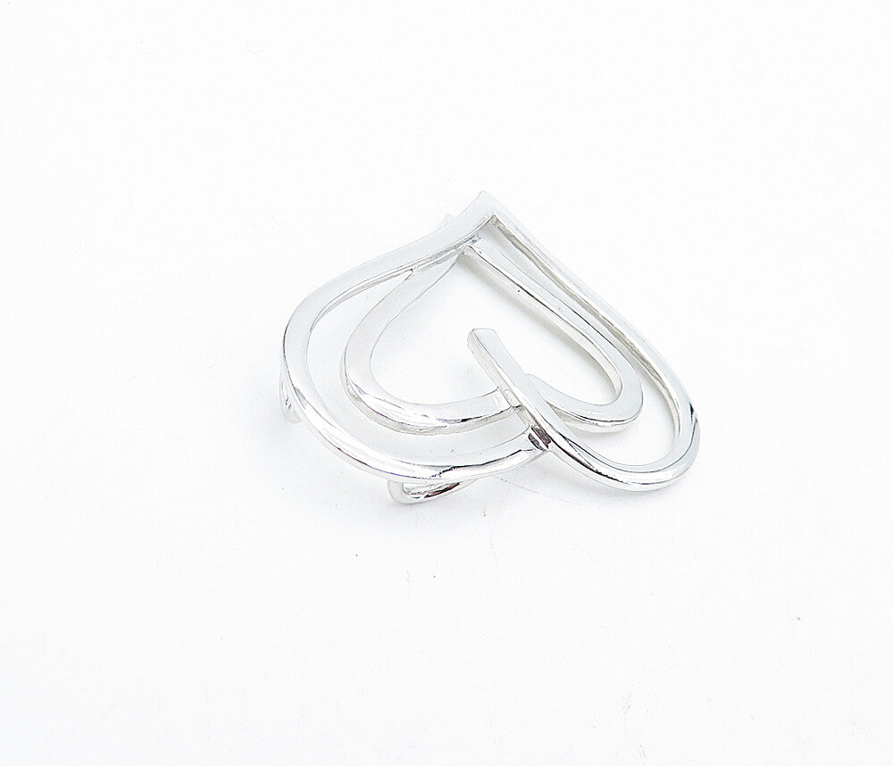 925 Sterling Silver  Shiny Polished Open Love Heart Slide Pendant  PT3310