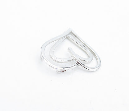 925 Sterling Silver  Shiny Polished Open Love Heart Slide Pendant  PT3310