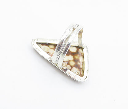 925 Sterling Silver  Brown Spotted Jasper Cocktail Ring Sz 7.5  RG8486