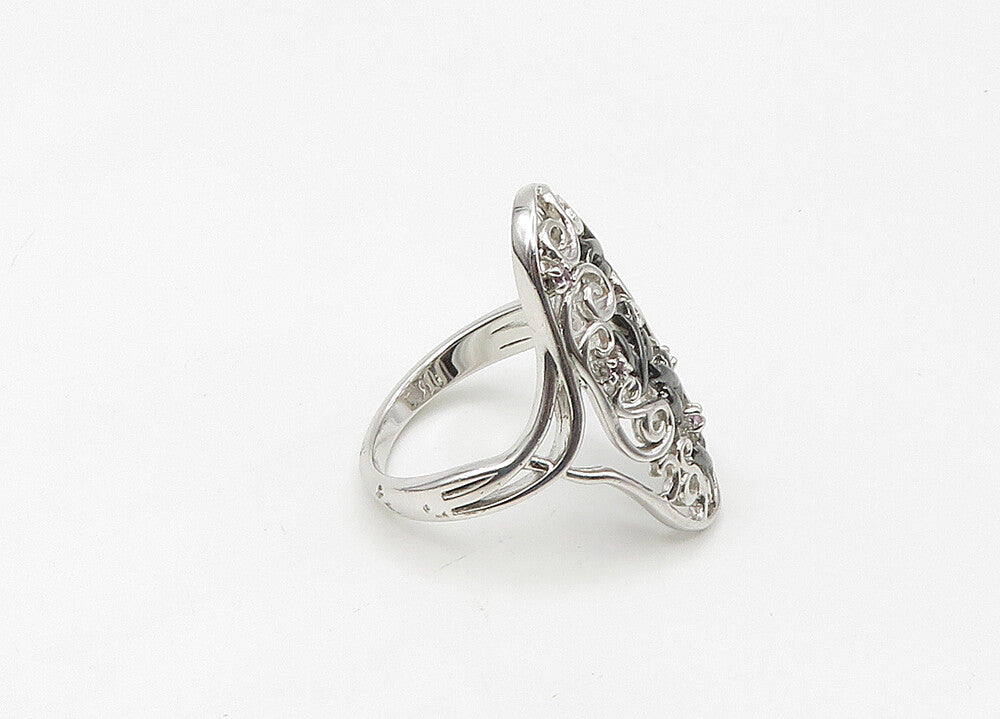 TOTO 925 Silver  Vintage Genuine Diamonds Swirl Vine Band Ring Sz 7  RG21480