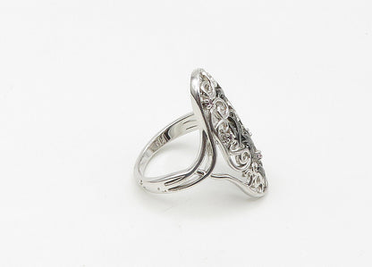 TOTO 925 Silver  Vintage Genuine Diamonds Swirl Vine Band Ring Sz 7  RG21480