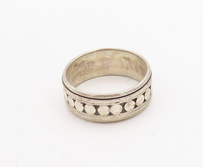 925 Sterling Silver Vintage Ring Solid Round Design Carved  Sz 12  RG31697