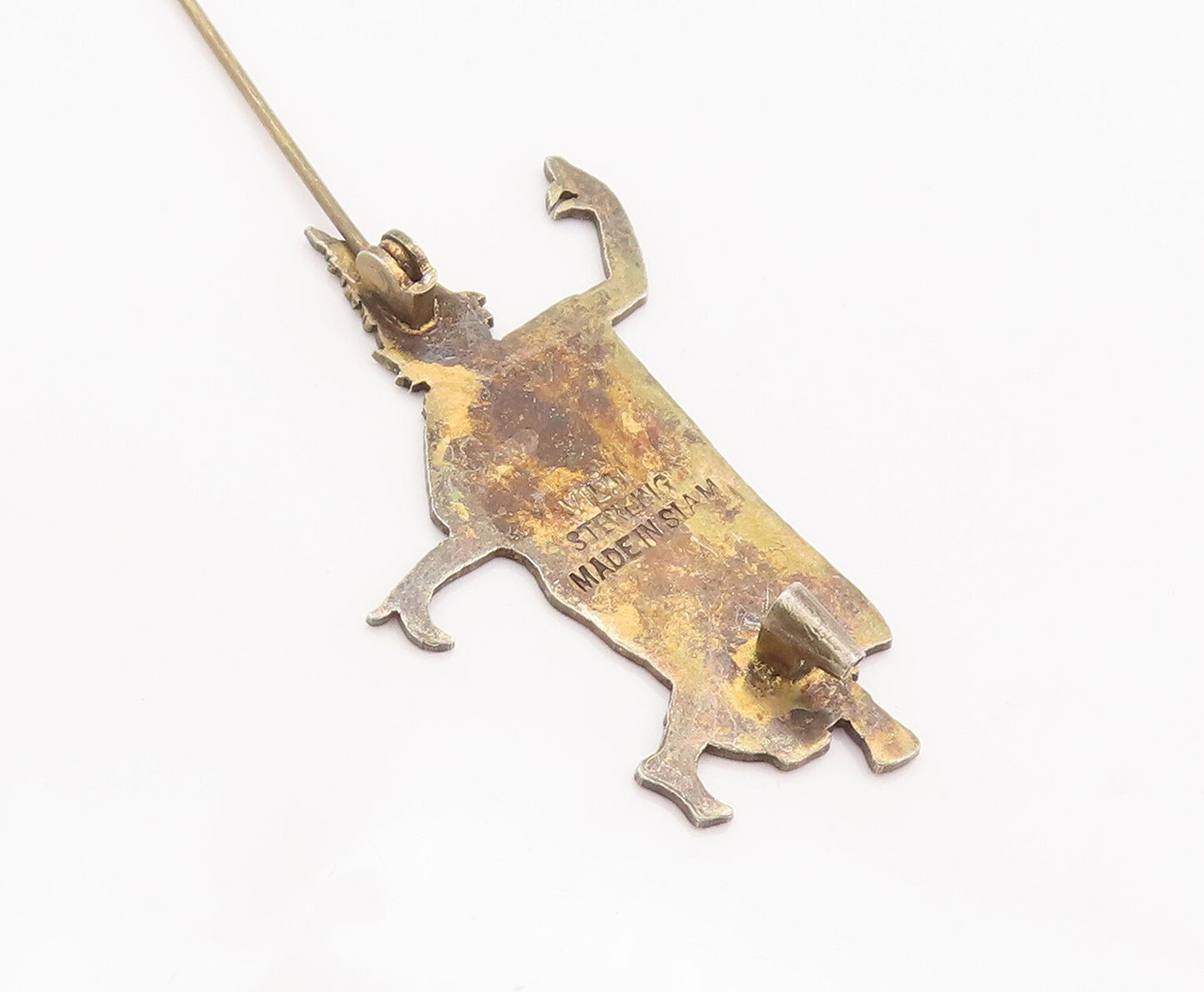 925 Sterling Silver Vintage Brooch Pin SIAM Enameled Girl Folk Dancing  BP10697