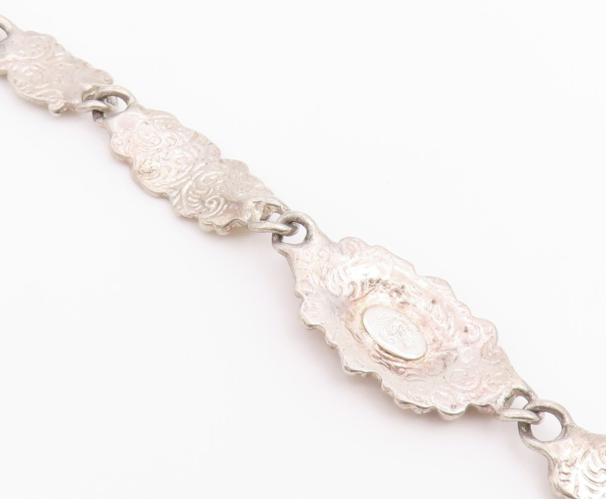 925 Sterling Silver Vintage Bracelet Victorian Style Scrollwork Link  BT12209