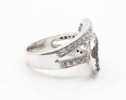 925 Sterling Silver  Shiny Topaz & Black Hematite Band Ring Sz 6  RG12038