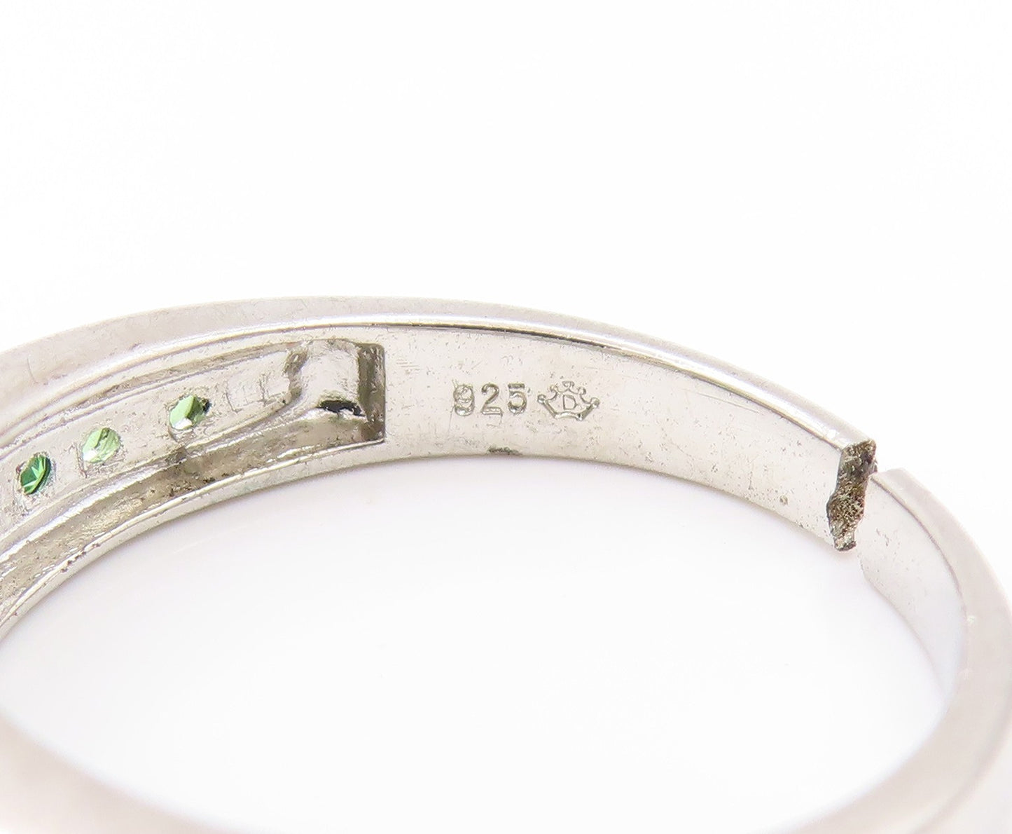 925 Sterling Silver Vintage Ring Minimalist Round Peridot Band  Sz 6  RG32931