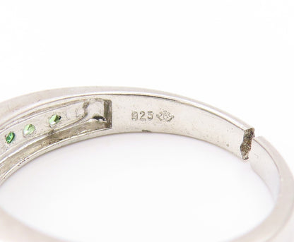 925 Sterling Silver Vintage Ring Minimalist Round Peridot Band  Sz 6  RG32931