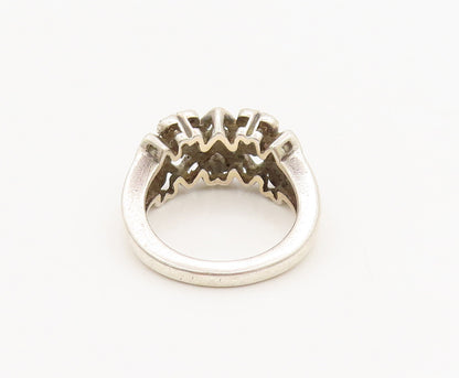 925 Silver Vintage Mini Hearts Cutout Double Diamond Band Ring Sz 6.75 RG26810