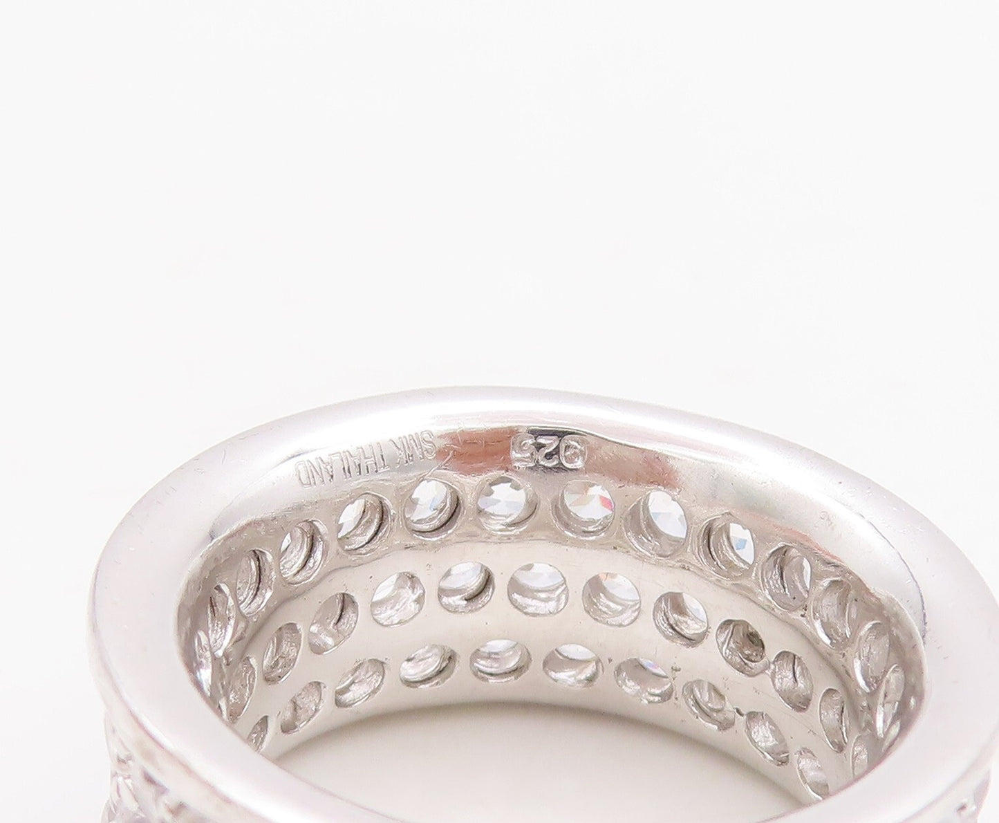 925 Sterling Silver Vintage Ring Minimalist CZ Inlay 360 Band  Sz 7  RG29802