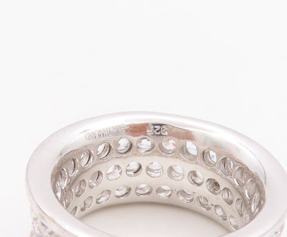 925 Sterling Silver Vintage Ring Minimalist CZ Inlay 360 Band  Sz 7  RG29802