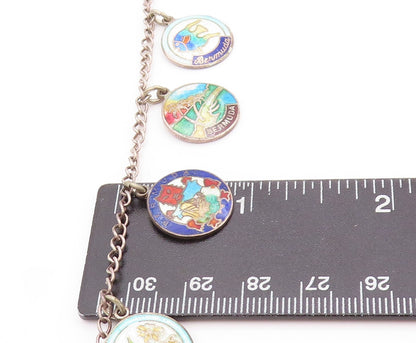 925 Sterling Silver Vintage Bracelet Antique Dangling Bermuda Map  BT11137