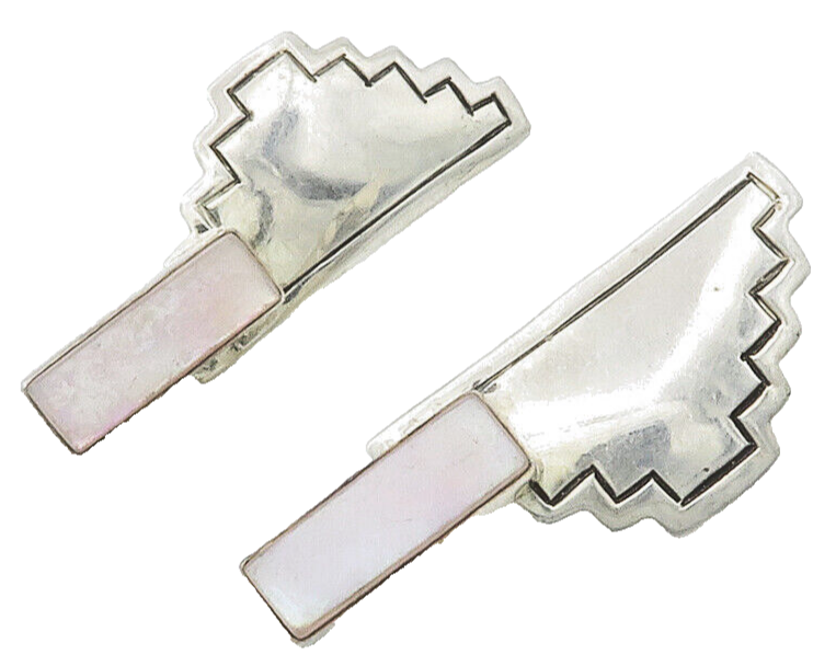 SOUTHWESTERN 925 Sterling Silver Vintage Mother Of Pearl Drop Earrings EG7790