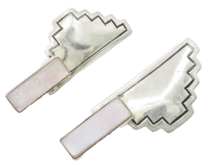 SOUTHWESTERN 925 Sterling Silver Vintage Mother Of Pearl Drop Earrings EG7790