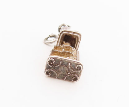 925 Sterling Silver Vintage Pendant 3D Miniature Potbelly Stove Charm  PT25244