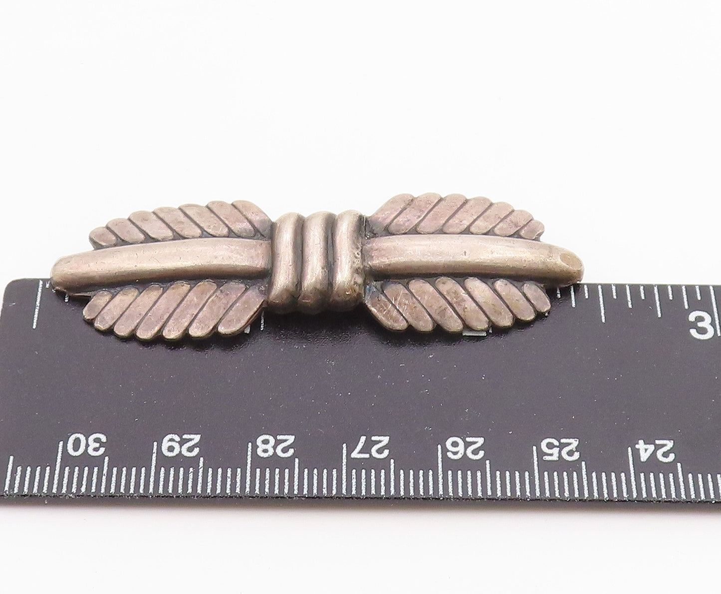 SOUTHWESTERN 925 Sterling Silver Vintage Bow Design Smooth Brooch Pin BP8893