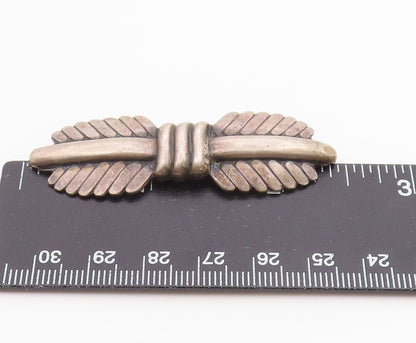 SOUTHWESTERN 925 Sterling Silver Vintage Bow Design Smooth Brooch Pin BP8893