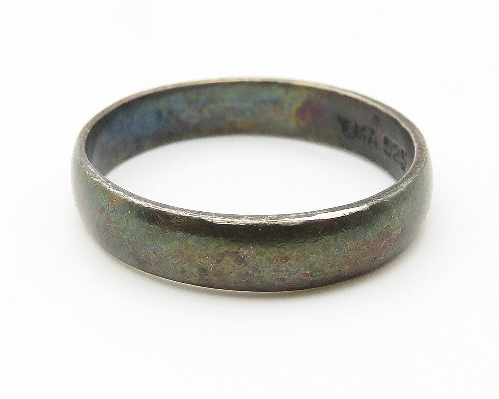 925 Sterling Silver  Vintage Oxidized Love Stamped Band Ring Sz 8  RG11404