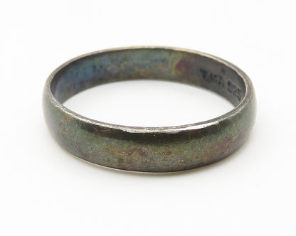 925 Sterling Silver  Vintage Oxidized Love Stamped Band Ring Sz 8  RG11404