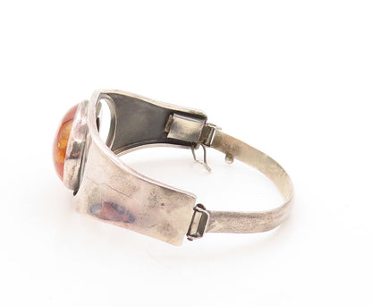 925 Sterling Silver Vintage Bracelet Designer Oval Honey Amber Bangle  BT10910