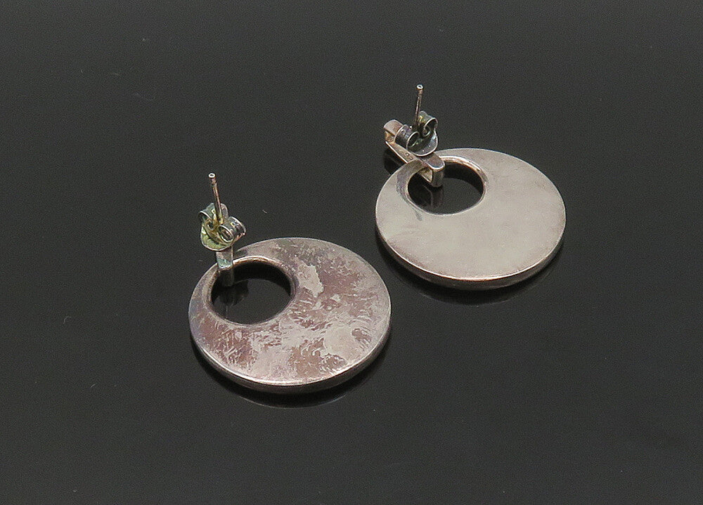 925 Sterling Silver Vintage 2 Tone Shiny Diamond Cut Dangle Earrings  EG10383