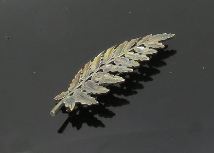 MMA 925 Sterling Silver  Vintage Shiny Floral Leaf Motif Brooch Pin  BP7975