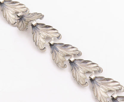 925 Sterling Silver Vintage Necklace DANECRAFT Etched Leaf Motif Collar  NE4761