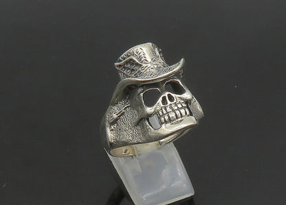 925 Sterling Silver  Vintage Skeleton Head Large Biker Ring Sz 12  RG23537