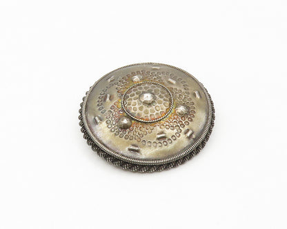 925 Sterling Silver  Vintage Dark Tone Floral Pattern Twist Brooch Pin  BP6814