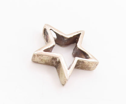 925 Sterling Silver Vintage Pendant Open Origami Star Cut Out Design  PT24996