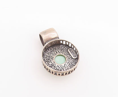 925 Sterling Silver Vintage Pendant CAROLYN POLLACK Halo Round Turquoise PT24848