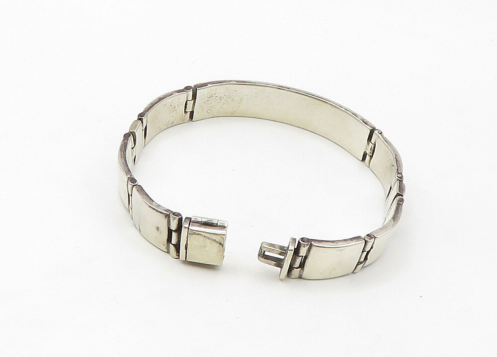 925 Sterling Silver  Vintage Shiny Smooth Bar Hinge Chain Bracelet  BT8533