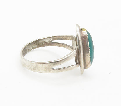 SARAH COV 925 Silver  Vintage Green Carnelian Cocktail Ring Sz 9  RG14756