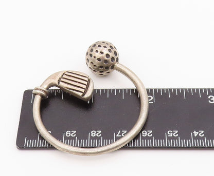 925 Sterling Silver Vintage Key Chain Dark Tone Hokey Stick & Ball  TR3878