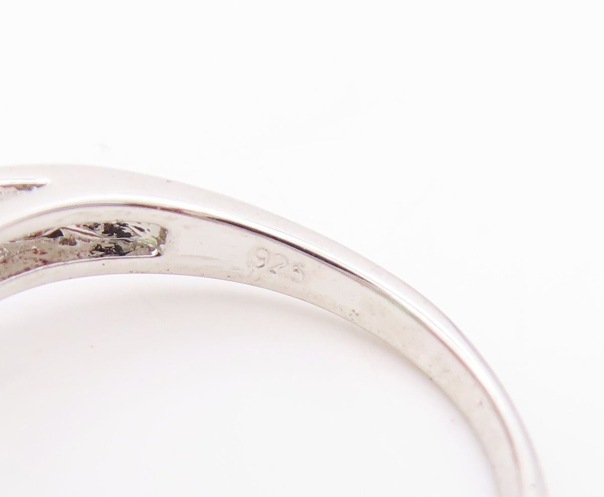 925 Sterling Silver Vintage Ring Minimalist Green Oval Topaz  Sz 5  RG31874