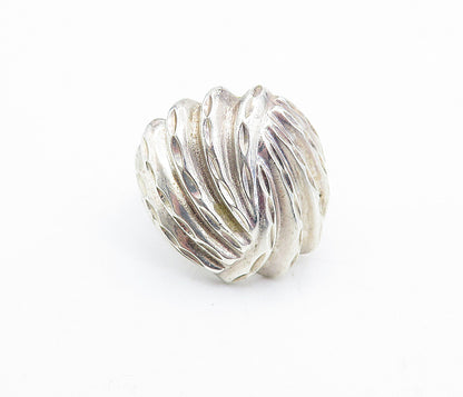 925 Sterling Silver  Vintage Modernist Shiny Etched Band Ring Sz 7.5  RG4746