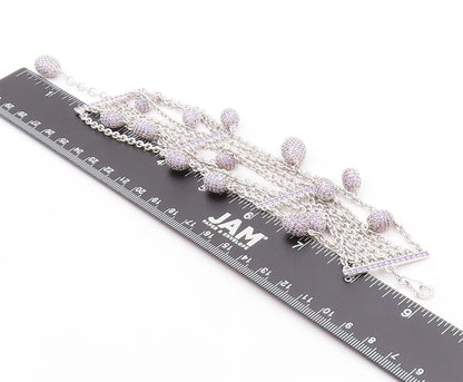 925 Sterling Silver Vintage Bracelet Dangling Amethyst Easter Eggs  BT11263