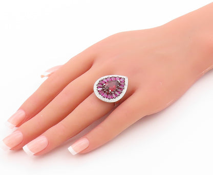 925 Sterling Silver Vintage Ring Diamonds  Amethyst & Garnet  Sz 5  RG32440