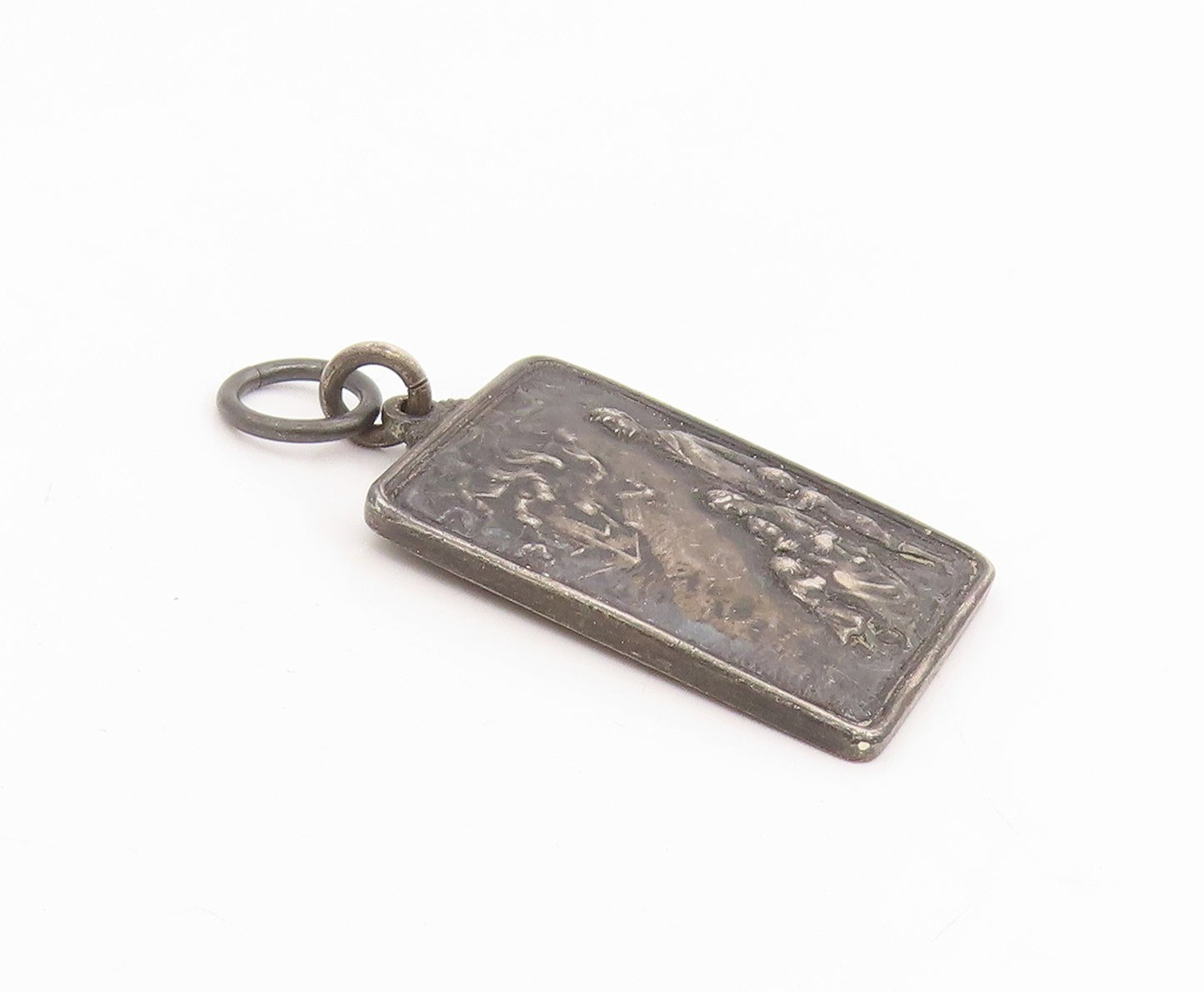 925 Sterling Silver Vintage Pendant Antique Fire Dept Home Again Award  PT25717