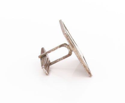 925 Sterling Silver Vintage Cuff Links With Abstract Fan Design Carved  TR3943