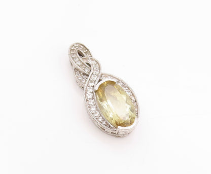 925 Sterling Silver Vintage Pendant Topaz & CZ Woven Celestial Knot  PT24918