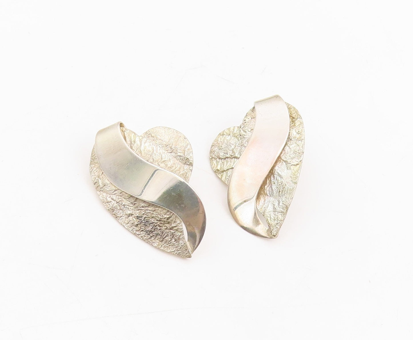 925 Sterling Silver Vintage Earrings STACEY GEBLIN Modernist Love Heart  EG14063