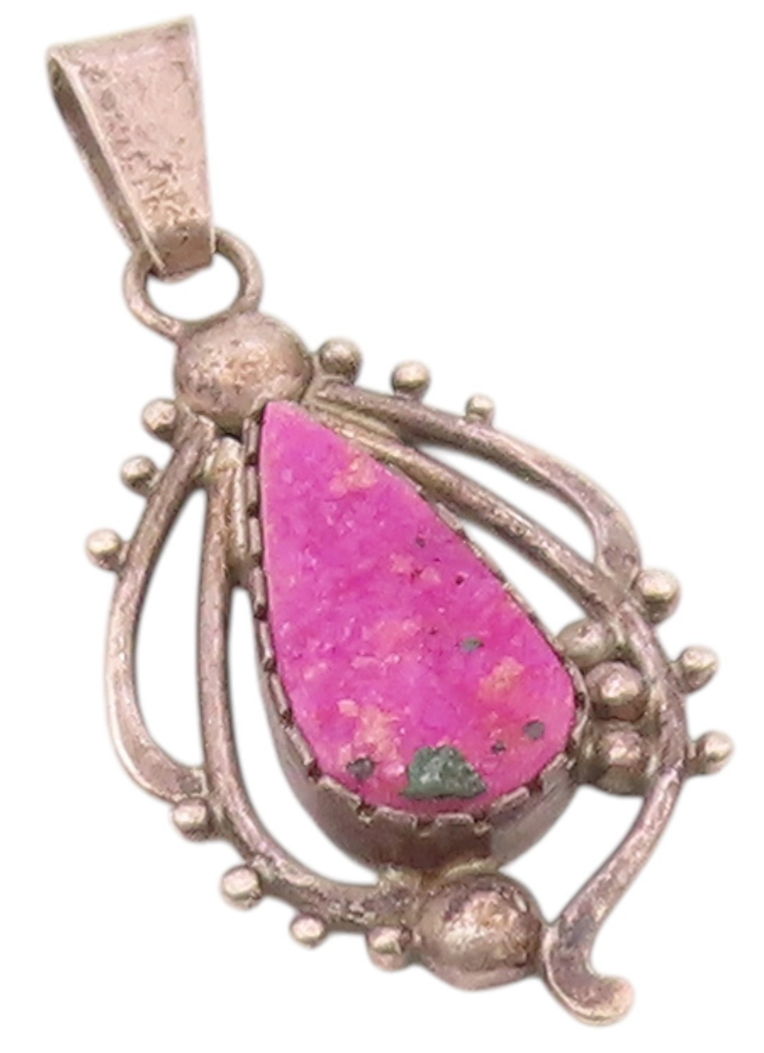925 Sterling Silver  Vintage Tear Drop Amethyst Dark Tone Swirl Pendant  PT7530