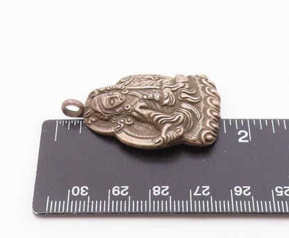 925 Sterling Silver  Vintage Antique Oxidized Religious Figure Pendant PT10298
