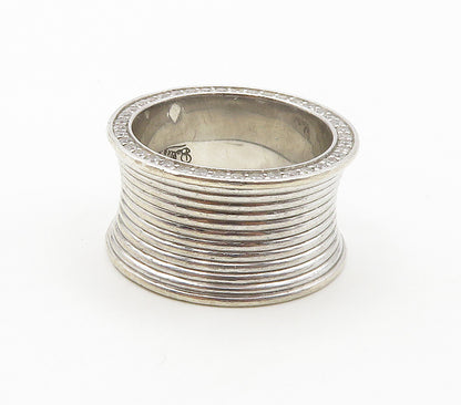 BELLE ETOILE 925 Silver  Cubic Zirconia Concave Ribbed Band Ring Sz 9  RG15953