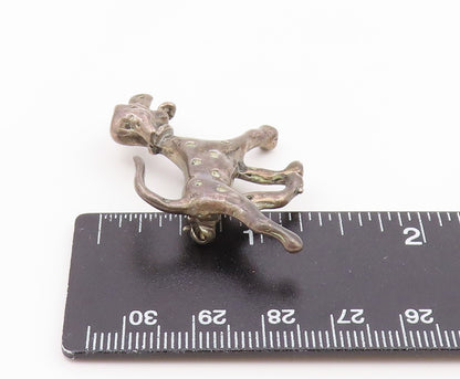 925 Sterling Silver  Vintage Dark Tone Spotted Dog Motif Brooch Pin  BP7597