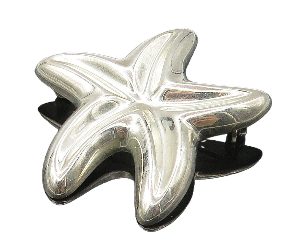 925 Sterling Silver  Shiny Polished Hollow Star Fish Motif Brooch Pin  BP4165
