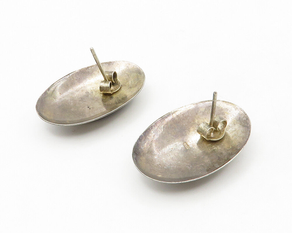 925 Sterling Silver  Vintage Black Onyx Oval Dark Tone Drop Earrings  EG6942